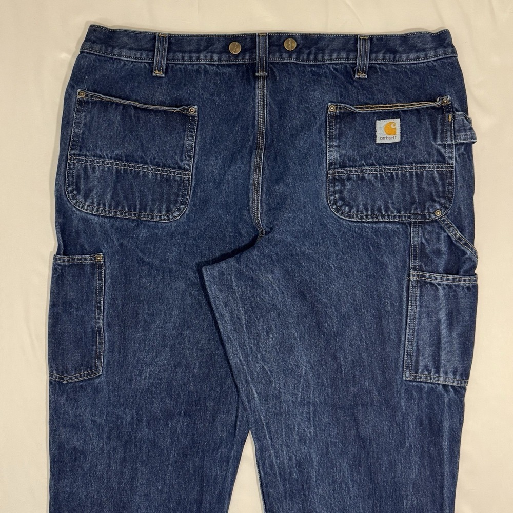 Carhartt Double Knee Jeans Stretch Mens 42x30 103890 Relaxed Fit Denim Dark Work - Picture 5 of 10
